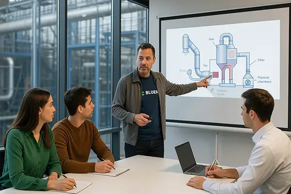 meeting of 4 people on gas purification