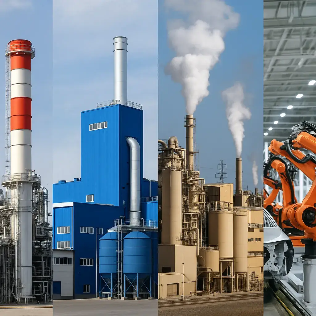 chimneys of different industries